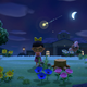 A shooting star passes behind a character in Animal Crossing: New Horizons.